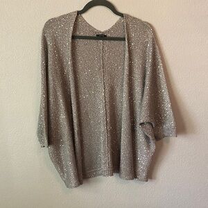 Apt. 9 Sparkle Open-Front Metallic Gray/Silver Cardigan